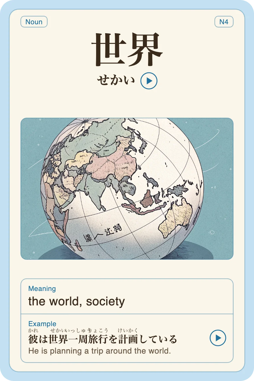 An example N4 card: 世界 — the world